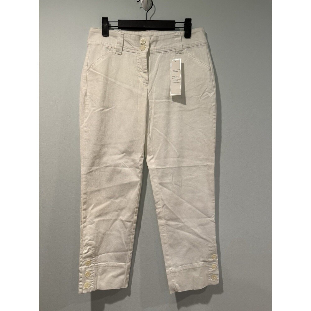 NEW Charter Club Tummy Slimming Cropped Pants 4 White Cotton Stretch Travel